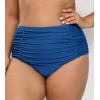 imageCUPSHE Womens High Wasited Bikini Bottom Shirred Tummy Control Swimsuit Full Coverage Retro Swim BottomXS4XLRoyal Blue