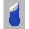 imageCUPSHE Womens One Piece Swimsuit Asymmetrical Neck Bathing Suit Removable Strap Cutout Color Block Slimming ScluptingBlueWhite Stripe