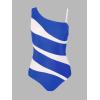 imageCUPSHE Womens One Piece Swimsuit Asymmetrical Neck Bathing Suit Removable Strap Cutout Color Block Slimming ScluptingBlueWhite Stripe