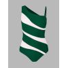 imageCUPSHE Womens One Piece Swimsuit Asymmetrical Neck Bathing Suit Removable Strap Cutout Color Block Slimming ScluptingDark GreenWhite