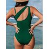 imageCUPSHE Womens One Piece Swimsuit Asymmetrical Neck Bathing Suit Removable Strap Cutout Color Block Slimming ScluptingDark GreenWhite