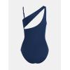 imageCUPSHE Womens One Piece Swimsuit Asymmetrical Neck Bathing Suit Removable Strap Cutout Color Block Slimming ScluptingNavy BlueWhite Stripe