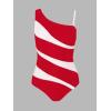 imageCUPSHE Womens One Piece Swimsuit Asymmetrical Neck Bathing Suit Removable Strap Cutout Color Block Slimming ScluptingRedWhite Stripe
