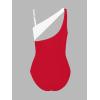 imageCUPSHE Womens One Piece Swimsuit Asymmetrical Neck Bathing Suit Removable Strap Cutout Color Block Slimming ScluptingRedWhite Stripe
