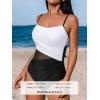 imageCUPSHE Womens One Piece Swimsuit Bathing Suit Scoop Neck Cutout Back Hook Color Block Mesh SwimwearBlackWhite