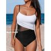 imageCUPSHE Womens One Piece Swimsuit Bathing Suit Scoop Neck Cutout Back Hook Color Block Mesh SwimwearBlackWhite