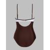 imageCUPSHE Womens One Piece Swimsuit Bathing Suit Scoop Neck Cutout Back Hook Color Block Mesh SwimwearDark BrownWhite