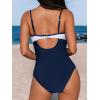 imageCUPSHE Womens One Piece Swimsuit Bathing Suit Scoop Neck Cutout Back Hook Color Block Mesh SwimwearNavy BlueWhite