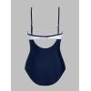 imageCUPSHE Womens One Piece Swimsuit Bathing Suit Scoop Neck Cutout Back Hook Color Block Mesh SwimwearNavy BlueWhite