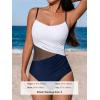 imageCUPSHE Womens One Piece Swimsuit Bathing Suit Scoop Neck Cutout Back Hook Color Block Mesh SwimwearNavy BlueWhite