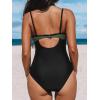 imageCUPSHE Womens One Piece Swimsuit Bathing Suit Scoop Neck Cutout Back Hook Color Block Mesh SwimwearOlive GreenBlack