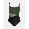 imageCUPSHE Womens One Piece Swimsuit Bathing Suit Scoop Neck Cutout Back Hook Color Block Mesh SwimwearOlive GreenBlack