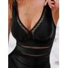 imageCUPSHE Womens One Piece Swimsuit Bathing Suit V Neck Adjustable Straps Ruched Mesh Back HookBlack