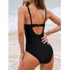 imageCUPSHE Womens One Piece Swimsuit Bathing Suit V Neck Adjustable Straps Ruched Mesh Back HookBlack