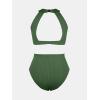 imageCUPSHE Womens One Piece Swimsuit High Neck Cutout Ribbed Texture Back Hook Hollow WrappedBean Green