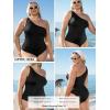imageCUPSHE Womens One Piece Swimsuit One Shoulder Tummy Control Slimming Bathing Suit Fixed StrapsBlack