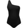 imageCUPSHE Womens One Piece Swimsuit One Shoulder Tummy Control Slimming Bathing Suit Fixed StrapsBlack