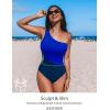 imageCUPSHE Womens One Piece Swimsuit One Shoulder Tummy Control Slimming Bathing Suit Fixed StrapsNavy BlueBlack
