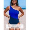 imageCUPSHE Womens One Piece Swimsuit One Shoulder Tummy Control Slimming Bathing Suit Fixed StrapsNavy BlueBlack