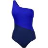 imageCUPSHE Womens One Piece Swimsuit One Shoulder Tummy Control Slimming Bathing Suit Fixed StrapsNavy BlueBlack