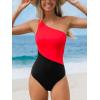 imageCUPSHE Womens One Piece Swimsuit One Shoulder Tummy Control Slimming Bathing Suit Fixed StrapsRed Black