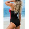 imageCUPSHE Womens One Piece Swimsuit One Shoulder Tummy Control Slimming Bathing Suit Fixed StrapsRed Black