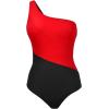 imageCUPSHE Womens One Piece Swimsuit One Shoulder Tummy Control Slimming Bathing Suit Fixed StrapsRed Black
