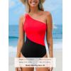 imageCUPSHE Womens One Piece Swimsuit One Shoulder Tummy Control Slimming Bathing Suit Fixed StrapsRed Black