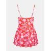 imageCUPSHE Womens One Piece Swimsuit Swim Dress Square Neck Ruched Spaghetti Adjustable Straps Bathing SuitCoral RedFloral