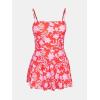 imageCUPSHE Womens One Piece Swimsuit Swim Dress Square Neck Ruched Spaghetti Adjustable Straps Bathing SuitCoral RedFloral