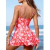 imageCUPSHE Womens One Piece Swimsuit Swim Dress Square Neck Ruched Spaghetti Adjustable Straps Bathing SuitCoral RedFloral