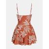 imageCUPSHE Womens One Piece Swimsuit Swim Dress Square Neck Ruched Spaghetti Adjustable Straps Bathing SuitCoral RedLeaf