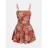 imageCUPSHE Womens One Piece Swimsuit Swim Dress Square Neck Ruched Spaghetti Adjustable Straps Bathing SuitCoral RedLeaf
