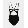 imageCUPSHE Womens One Piece Swimsuit V Neck Tummy Control Double Adjustable Straps Back Cutout ORingBlack