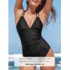 imageCUPSHE Womens One Piece Swimsuit V Neck Tummy Control Double Adjustable Straps Back Cutout ORingBlack