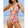 imageCUPSHE Womens One Piece Swimsuit V Neck Tummy Control Double Adjustable Straps Back Cutout ORingOrangeMagenta Floral