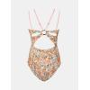 imageCUPSHE Womens One Piece Swimsuit V Neck Tummy Control Double Adjustable Straps Back Cutout ORingOrangeYellow Floral