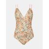 imageCUPSHE Womens One Piece Swimsuit V Neck Tummy Control Double Adjustable Straps Back Cutout ORingOrangeYellow Floral