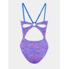 imageCUPSHE Womens One Piece Swimsuit V Neck Tummy Control Double Adjustable Straps Back Cutout ORingPurplePink Floral