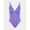 imageCUPSHE Womens One Piece Swimsuit V Neck Tummy Control Double Adjustable Straps Back Cutout ORingPurplePink Floral