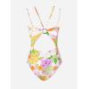 imageCUPSHE Womens One Piece Swimsuit V Neck Tummy Control Double Adjustable Straps Back Cutout ORingWhitePink Floral