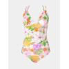 imageCUPSHE Womens One Piece Swimsuit V Neck Tummy Control Double Adjustable Straps Back Cutout ORingWhitePink Floral