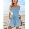 imageCUPSHE Womens Romper Woven Square neckline Sleeveless Selftie Pockets Straight leg Casual DressyBlue