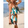 imageCUPSHE Womens Summer Romper Floral Print Boho Ruffle Hatler Sleeveless Wide Leg Beach Vacation Loose JumpsuitGreen