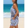 imageCUPSHE Womens Summer Romper Floral Print Boho Sleeveless Halter Wide Leg Paisley Beach Vacation Jumpsuit Trendy 2025Blue
