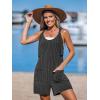 imageCUPSHE Womens Summer Sleeveless Rompers Overalls Adjustable Spaghetti Wide Leg Jumpsuit with PocketsBlack