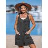 imageCUPSHE Womens Summer Sleeveless Rompers Overalls Adjustable Spaghetti Wide Leg Jumpsuit with PocketsBlack