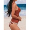 imageCUPSHE Womens Tankini Sets Two Piece Swimsuit High Waisted Sweetheart Neck Front U Cutout Adjustable StrapsBrick RedTropical