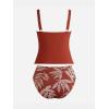 imageCUPSHE Womens Tankini Sets Two Piece Swimsuit High Waisted Sweetheart Neck Front U Cutout Adjustable StrapsBrick RedTropical