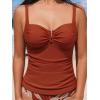 imageCUPSHE Womens Tankini Sets Two Piece Swimsuit High Waisted Sweetheart Neck Front U Cutout Adjustable StrapsBrick RedTropical